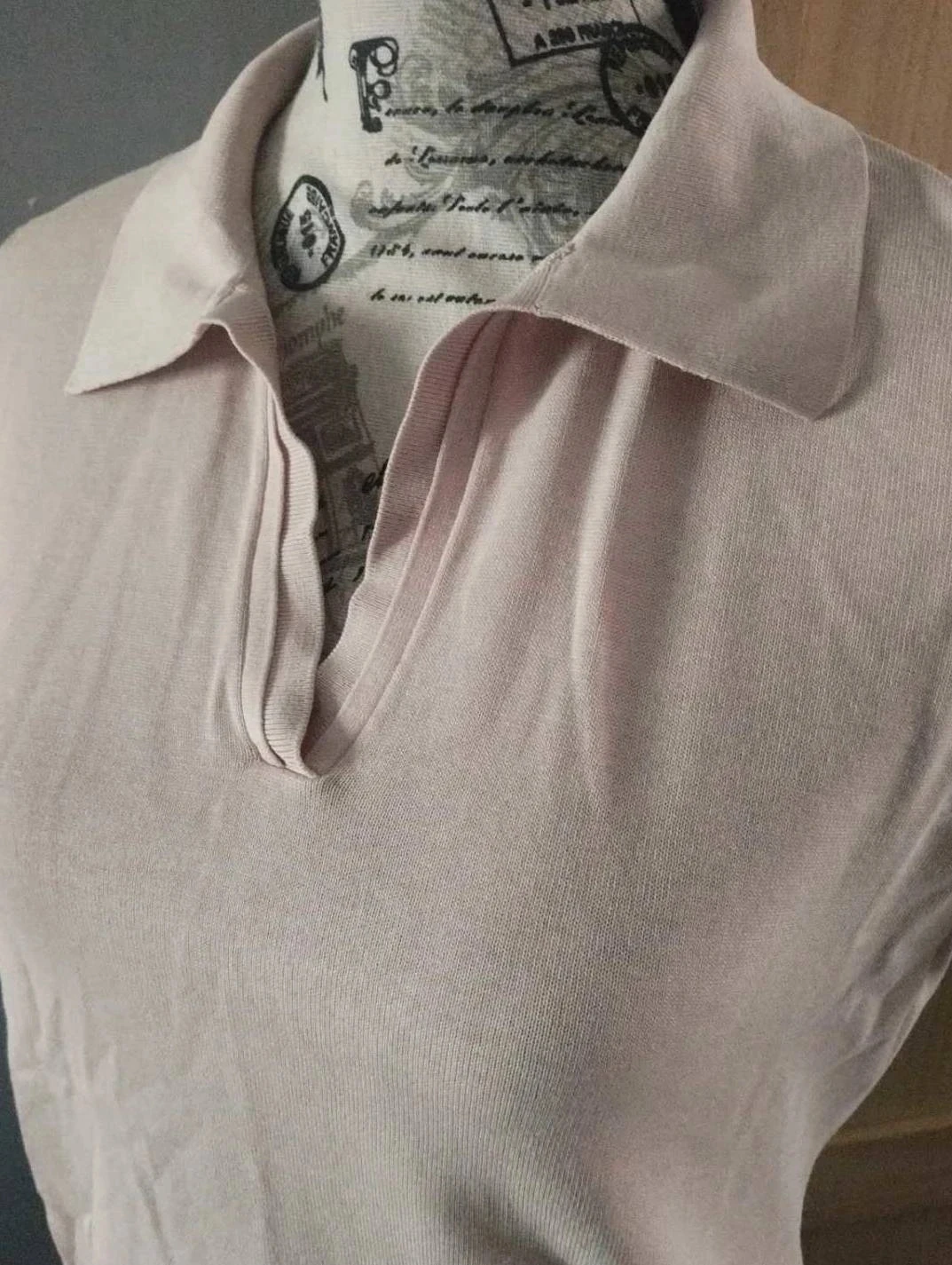 Polo de manga corta rosado, seda/algodón, Rodier, T42 – photo 2